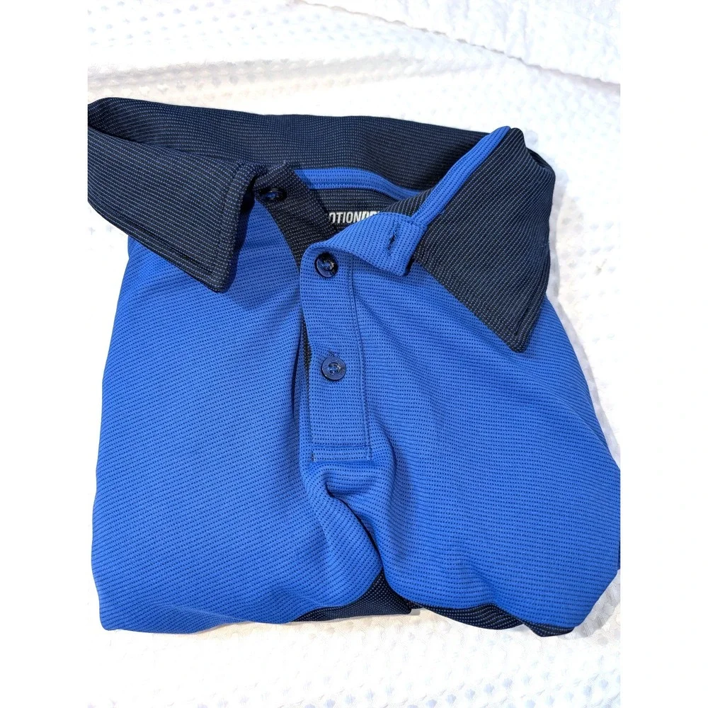 Banana Republic Polo Blue Dotted Stipes Block Color Pattern M Blue Short Sleeves